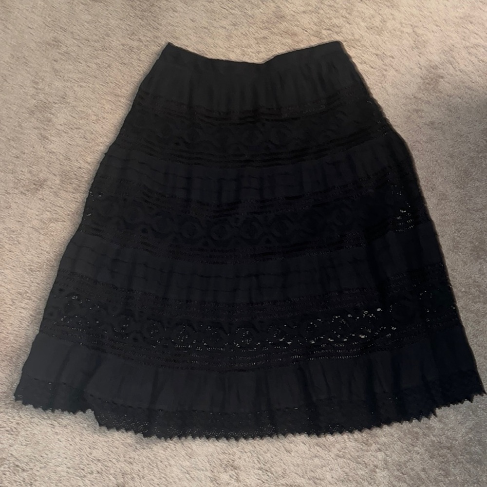 Now & Then Black Crochet Skirt